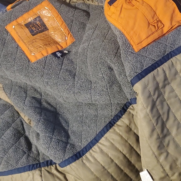 Gap jacket boys size large ( 10 ) orange grey green blue zippered pockets - Picture 7 of 16